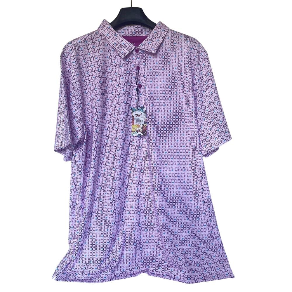 Robert Graham Golf Polo Shirt Pink Blue Short Sleeve Lightweight Mens XL